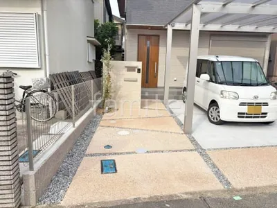 玄関アプローチ 床洗い出し仕上げ ストーンフィーネ NERI