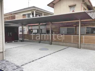カーポート２台(縦) 連棟 三協アルミ FII フラット屋根 吊り下げ屋根