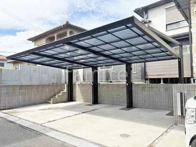 カーポート３台 （横ワイド トリプル） 四国化成 マイポートＮｅｘｔ フラット屋根 後ろ柱