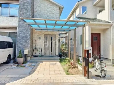 カーポート１台 （単棟） 三協アルミ スカイリード 奥行勾配 片側支持 フラット屋根