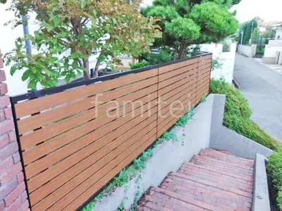 アルミ形材 フェンス YKKAP 木製調ルシアスYS3F型 横スリット 目隠し 木調・ラティス