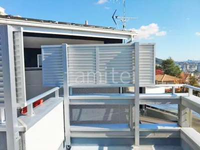 アルミ形材 フェンス LIXIL AB YL3型 横ルーバー3 2段柱 60角 上段のみ 目隠し