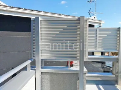 アルミ形材 フェンス LIXIL AB YL3型 横ルーバー3 2段柱 60角 上段のみ 目隠し