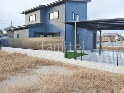 ブロック塀 （化粧ブロック） 太陽エコブロックス 普通CB  アルミ形材 フェンス YKKAP シンプレオYS2型 横スリット 目隠し スチールメッシュ フェンス YKKAP イーネット3F型 スチール柱 境界・メッシュ