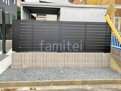 ブロック塀 （化粧ブロック） ユニソン アルタ  アルミ形材 フェンス LIXIL AB YS3型 横スリット3 目隠し