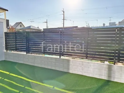 ブロック塀 （化粧ブロック） 太陽エコブロックス 普通CB  アルミ形材 フェンス YKKAP シンプレオYS3型 横スリット 目隠し