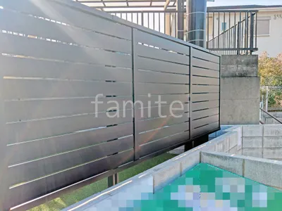 アルミ形材 フェンス LIXIL AB YS3型 横スリット3 2段柱 60角 上段のみ 目隠し