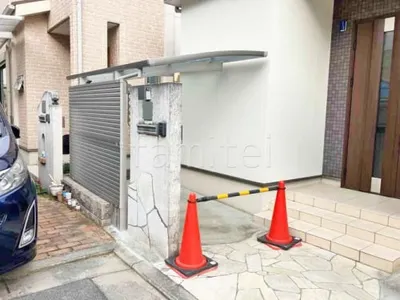 アルミ形材 フェンス YKKAP シンプレオYL1型 横ルーバー 2段支柱 目隠し サイクルポート 自転車バイク屋根 YKKAP アリュース アール屋根