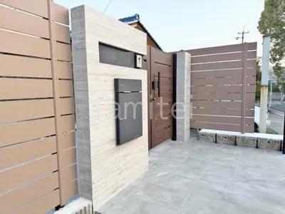 門柱 壁タイル貼り タカショー 木製調セラ ウォール RC杉板 宅配ボックス ユニソン ヴィコDB100