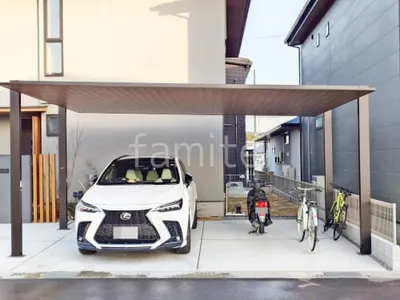 カーポート２台(ワイド) ツイン LIXIL 木製調 カーポートSC フラット屋根 吊り下げ屋根