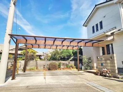 カーポート２台(ワイド) ツイン YKKAP エフルージュ FIRST フラット屋根