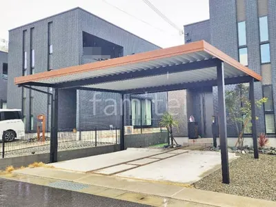 カーポート２台(ワイド) ツイン YKKAP 木製調 ジーポートPro 積雪30cm対応 フラット屋根 折板屋根