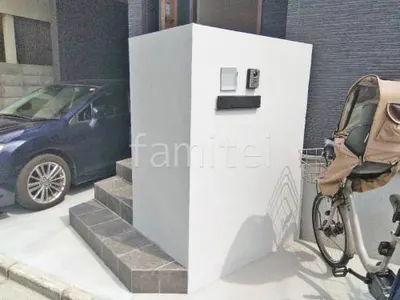 塗り壁門柱 タカショー ジョリパット塗装 郵便受けポスト YKKAP エクステリアポストG3型