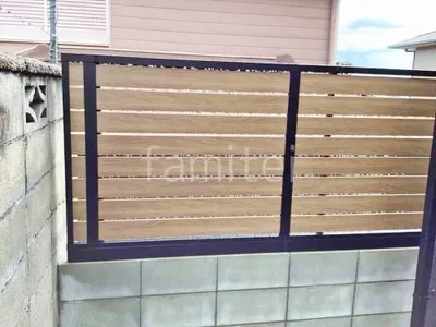 アルミ形材 フェンス LIXIL 木製調AB YS3-K型 横スリット3 片面 目隠し 木調・ラティス ブロック塀 （化粧ブロック） 太陽エコブロックス 普通CB 