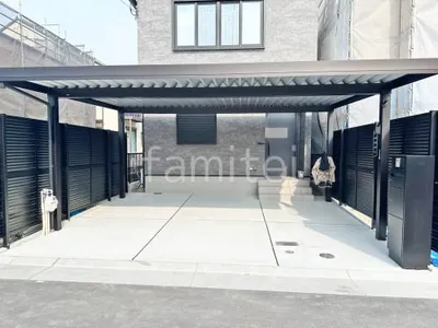 カーポート２台(ワイド) ツイン YKKAP ジーポートPro 積雪50cm対応 フラット屋根 折板屋根