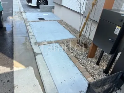 アプローチ 土間コンクリート レンガ目地