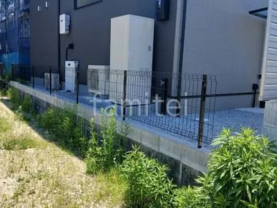 ブロック塀 （化粧ブロック） 太陽エコブロックス 普通CB  スチールメッシュ フェンス YKKAP イーネット3F型 スチール柱 境界・メッシュ