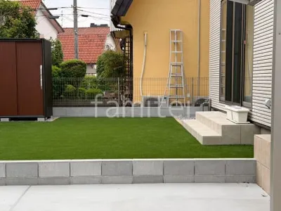 タイルデッキ 壁1面  LIXIL パセオ ベーシック テラコッタ風 人工芝 防草シート加工 ヨシミツ毛織 リアル人工芝 35mm 