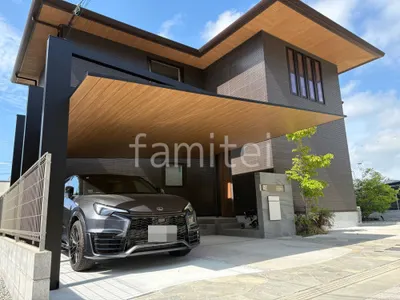カーポート２台(ワイド) ツイン LIXIL 木製調 カーポートSC 後方支持 フラット屋根 後ろ柱 吊り下げ屋根