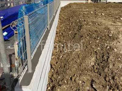 スチールメッシュ フェンス YKKAP イーネット3F型 スチール柱 境界・メッシュ ブロック塀 （化粧ブロック） 太陽エコブロックス 普通CB 