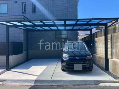 カーポート２台(ワイド) ツイン YKKAP エフルージュ FIRST フラット屋根 駐車場ガレージ床 土間コンクリート