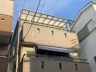 ３階ベランダ屋根  LIXIL テラスVS F 積雪30cm対応 フラット屋根 スタンダード 壁付