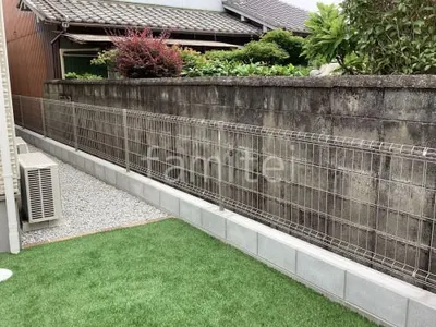 ブロック塀 （化粧ブロック） 太陽エコブロックス 普通CB  スチールメッシュ フェンス YKKAP イーネット3F型 スチール柱 境界・メッシュ