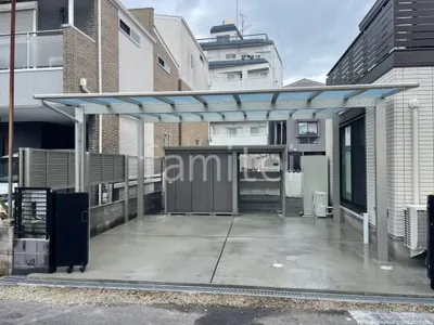 カーポート２台(ワイド) ツイン YKKAP エフルージュ FIRST フラット屋根
