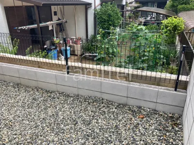 ブロック塀 （化粧ブロック） 太陽エコブロックス 普通CB  スチールメッシュ フェンス YKKAP イーネット3F型 スチール柱 境界・メッシュ
