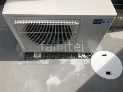 室外機下 防犯砂利敷き バラス砕石
