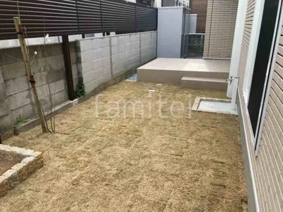 お庭 芝生張り 天然芝 姫高麗芝