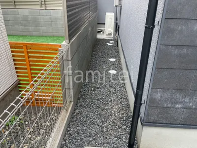 犬走り 防犯砂利敷き バラス砕石 防草シート加工