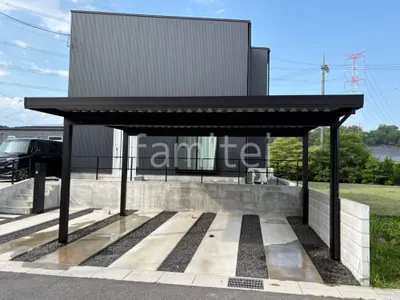 カーポート２台(ワイド) ツイン YKKAP ジーポートPro 積雪50cm対応 フラット屋根 折板屋根