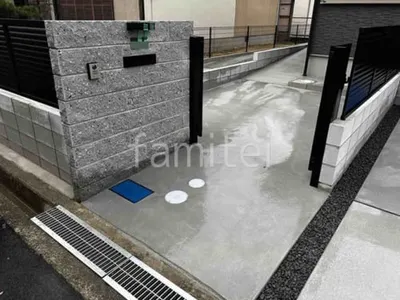 化粧ブロック門柱 ユニソン エリダ 郵便受けポスト LIXIL エクスポスト S-3型  表札 美濃クラフト MX-113-KZ 照明 LIXIL LPJ-16型