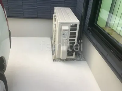 室外機下 防犯砂利敷き バラス砕石