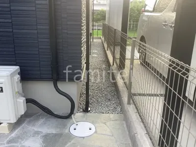 犬走り 防犯砂利敷き バラス砕石 防草シート加工