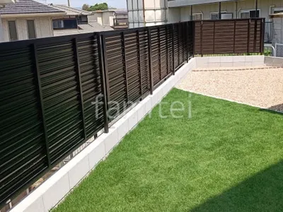 アルミ形材 フェンス YKKAP シンプレオYL1型 横ルーバー 目隠し ブロック塀 （化粧ブロック） 太陽エコブロックス 普通CB 