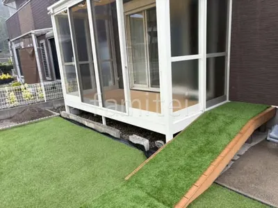 スロープ 既存デッキ材再利用