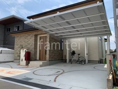 カーポート２台(ワイド) ツイン 三協アルミ ダブルフェース 背面支持 フラット屋根 後ろ柱
