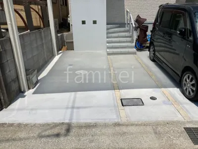 玄関アプローチ 土間コンクリート レンガ目地 駐車場ガレージ床 土間コンクリート