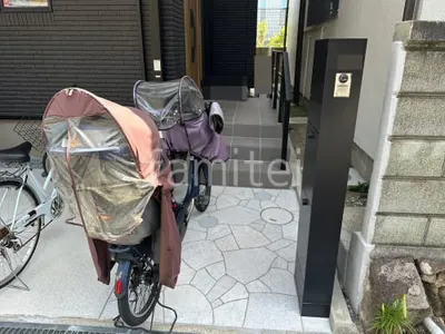 玄関アプローチ 床石貼り 乱形石 石英岩 ホワイト
