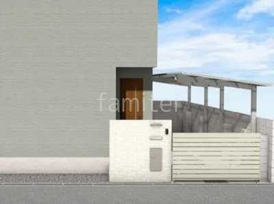 タイル門柱がモダンな新築シンプル セミクローズ外構