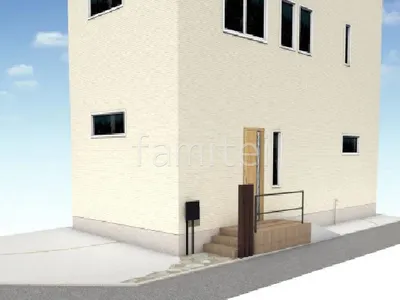 角柱門柱がかわいい新築ベーシック オープン外構