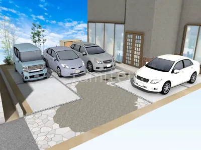 乱形石でナチュラルにおしゃれな車庫まわりリフォーム