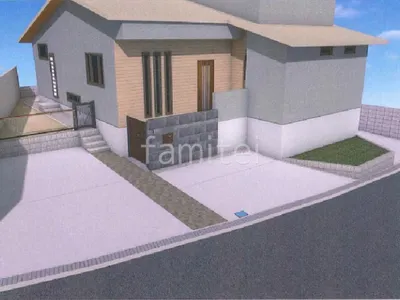 高低差を利用した新築シンプル セミクローズ外構