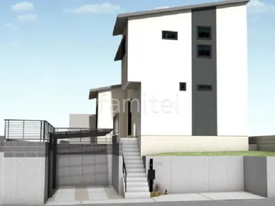 高低差の大きい新築ベーシック オープン外構