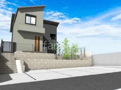 広い駐車場の新築ベーシック セミクローズ外構