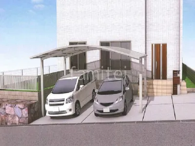 広々とした人工芝敷きの新築ベーシック オープン外構