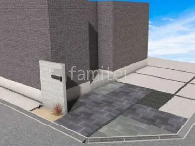 シックな雰囲気の門まわりが印象的な新築シンプル オープン外構