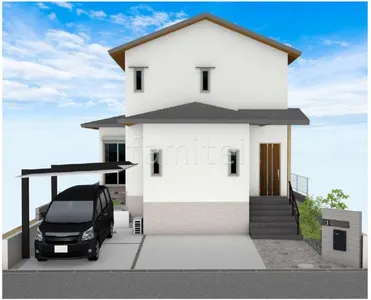 格調のある新築シンプル オープン外構